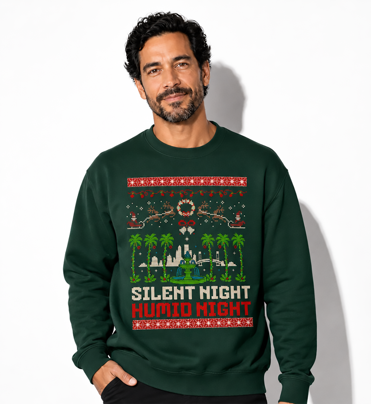 Silent Night, Humid Night Ugly Christmas Sweatshirt