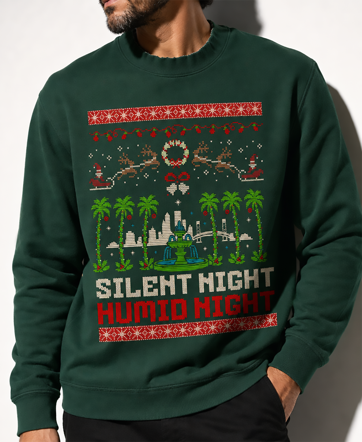 Silent Night, Humid Night Ugly Christmas Sweatshirt