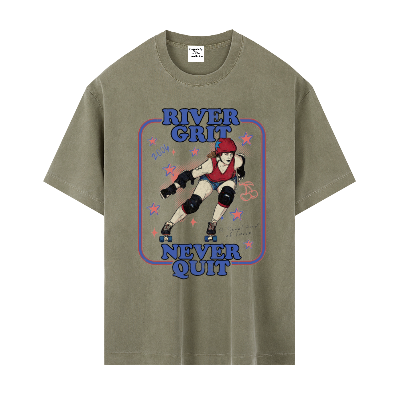 River Grit Never Quit Retro Roller Derby Tee