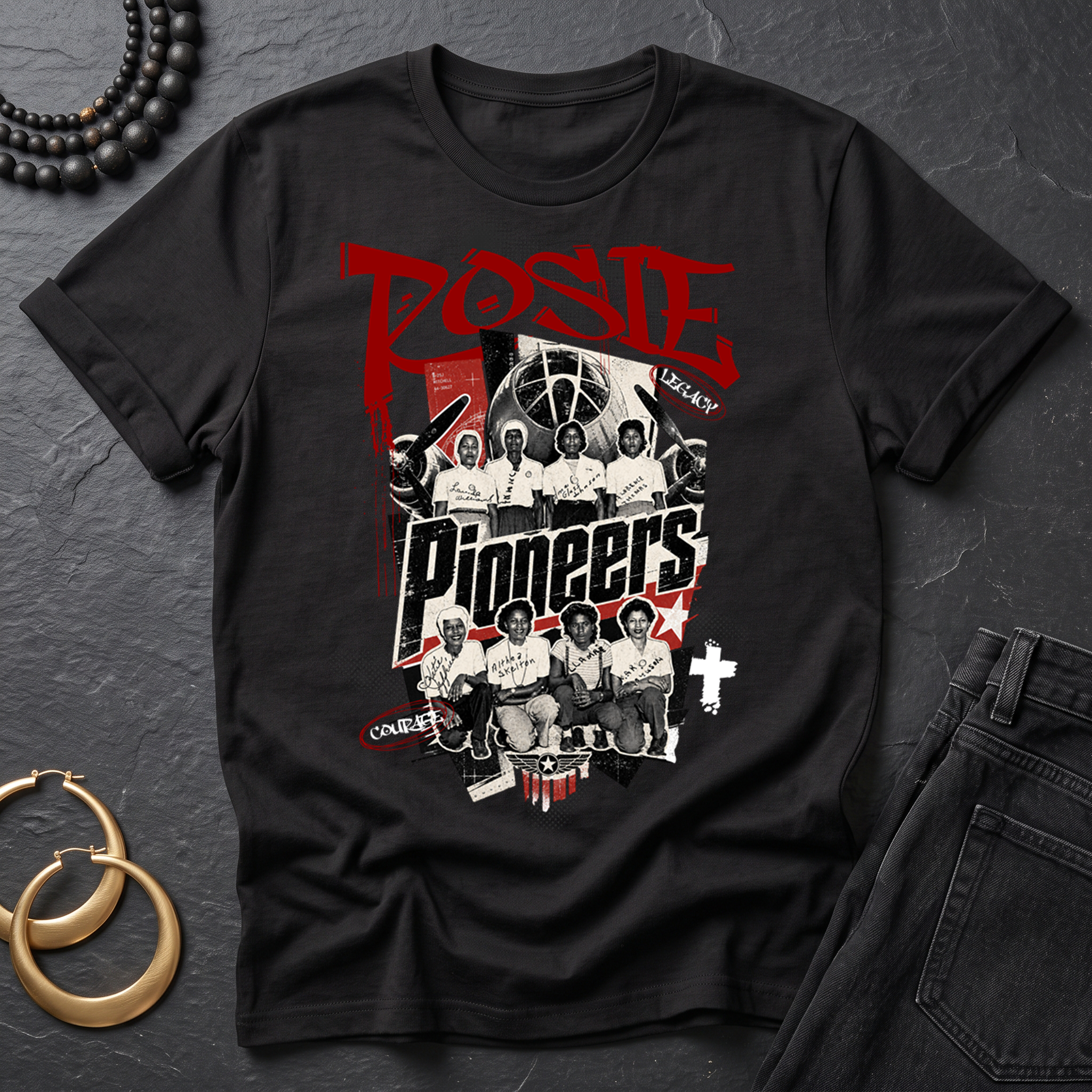 Rosie the Riveter Pioneers Tee – Black Women Aviation Workers WWII Tribute Shirt