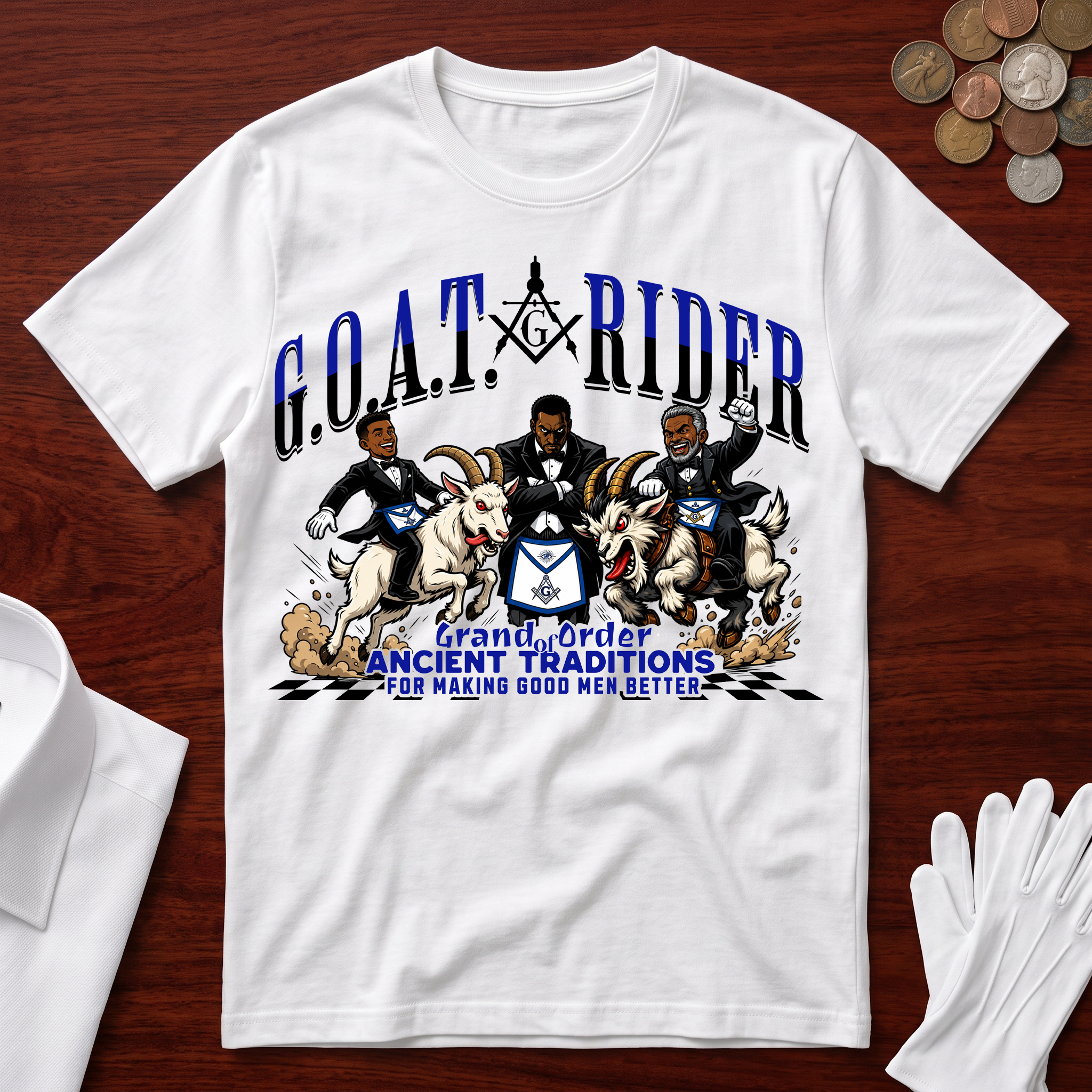 G.O.A.T. Rider Masonic T-Shirt – "Grand Order of Ancient Traditions" Unisex Graphic Tee