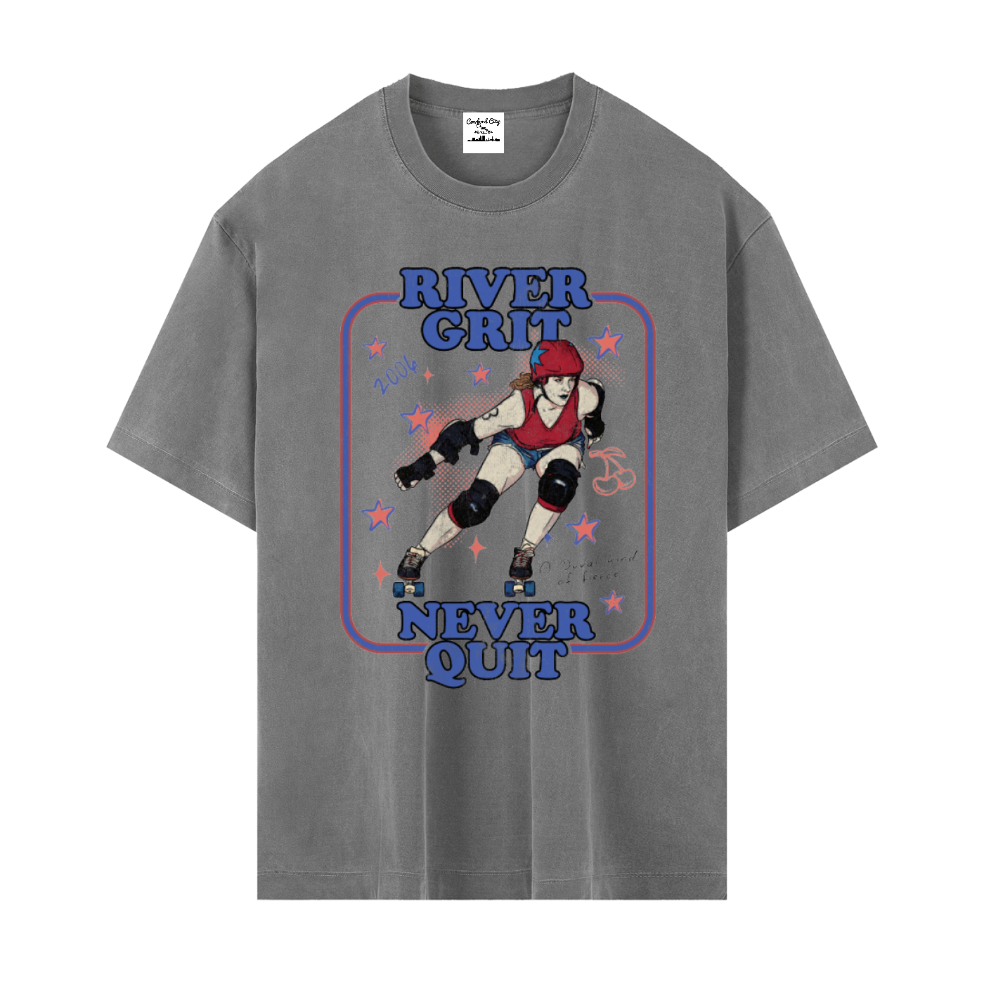 River Grit Never Quit Retro Roller Derby Tee