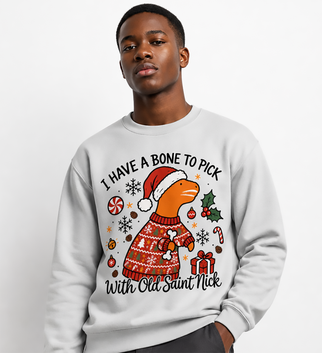 Rex the Dino Ugly Christmas Sweatshirt | Jacksonville