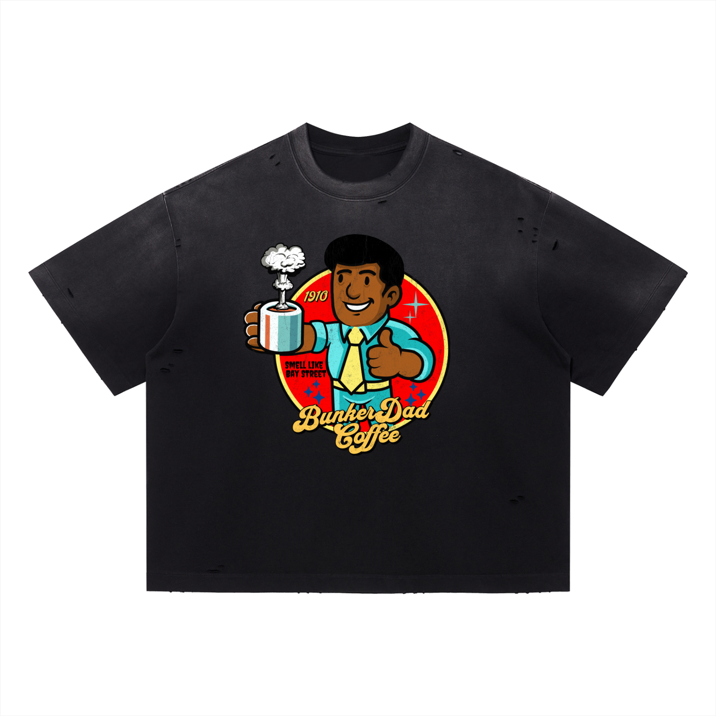 Bunker Proof Coffee Retro Graphic Tee – Vintage Cartoon Coffee Guy Unisex T-Shirt